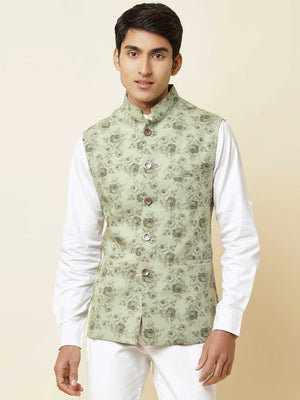 Green Rose Print Bundi Jacket image 2