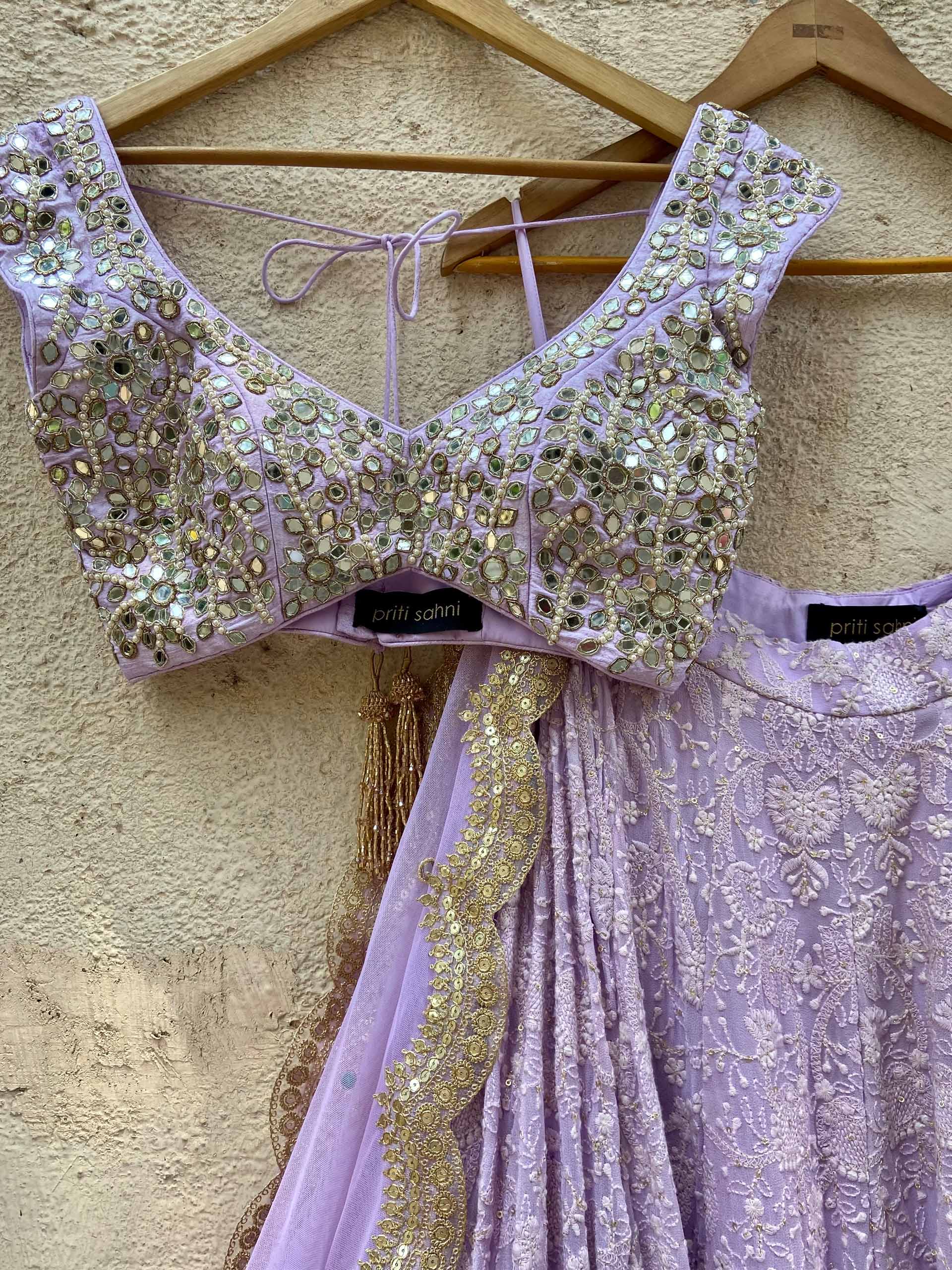 Lavender Lucknowi Mirror Lehenga Set image 4