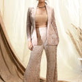 Nude Lace Blazer and Pant Suit Set image 0