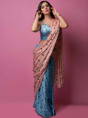 Polka Pre Drape Saree Set - Custom image