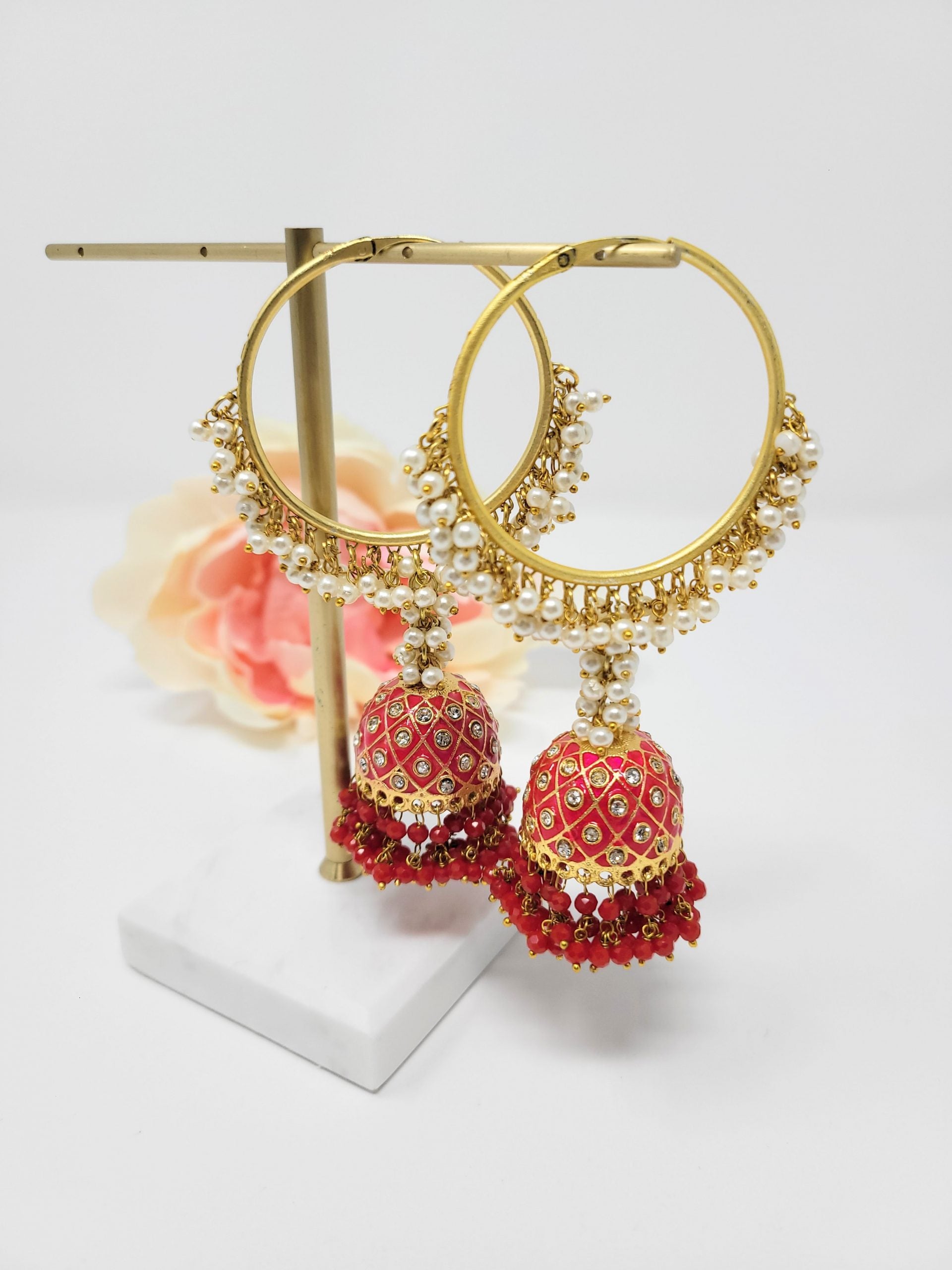 Meenakari Jhumka Hoop Earrings image 2
