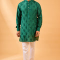Emerald Green Floral Embroidered Kurta Set image 0