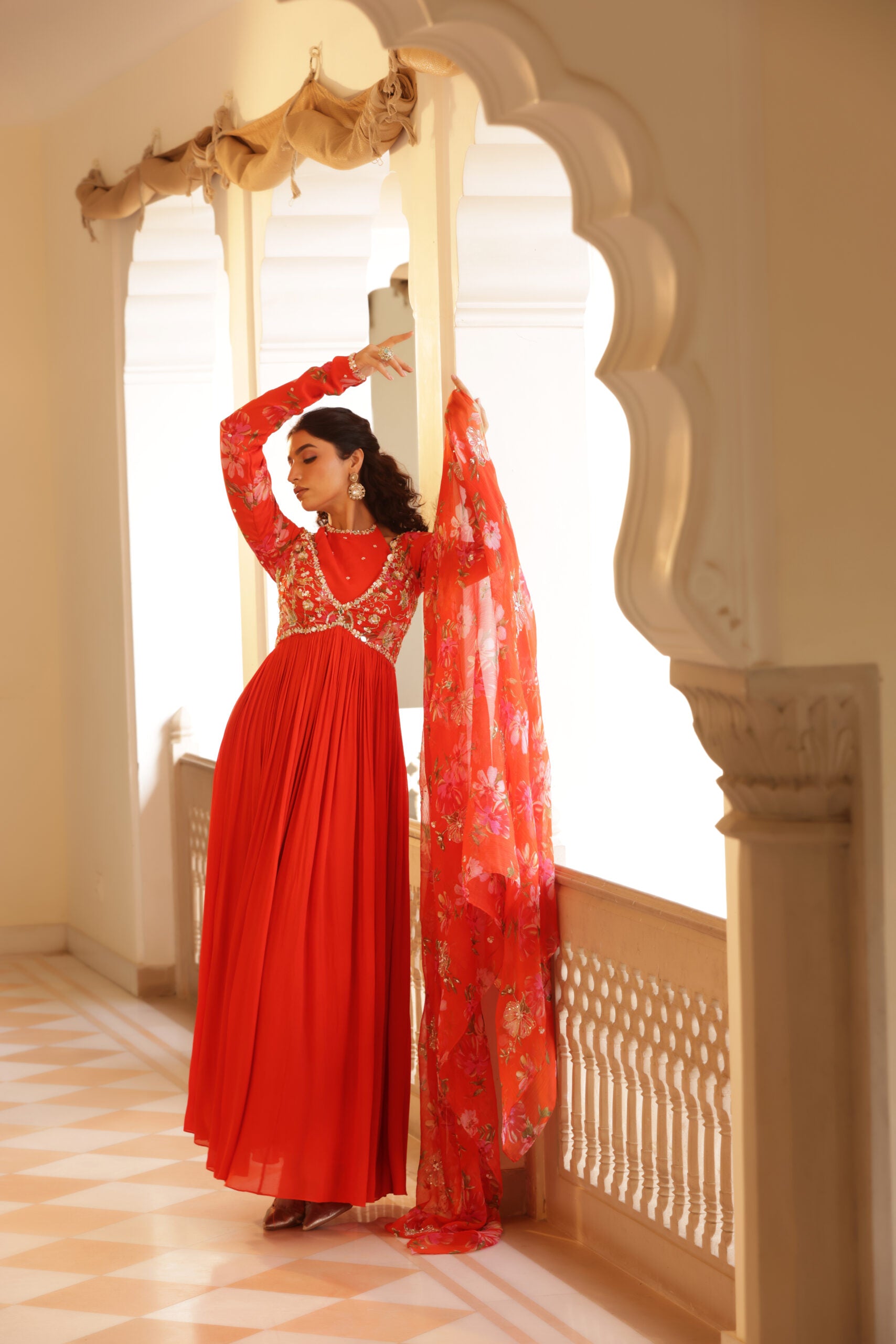 Georgette Crepe Double Neck Anarkali image 9