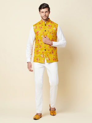 Mustard Print Bundi Jacket - Custom image