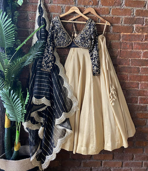 Black and Beige Sharmily Lehenga Set image 4