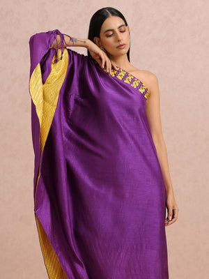Purple Embroidered One-Shoulder Kaftan Tunic image 1