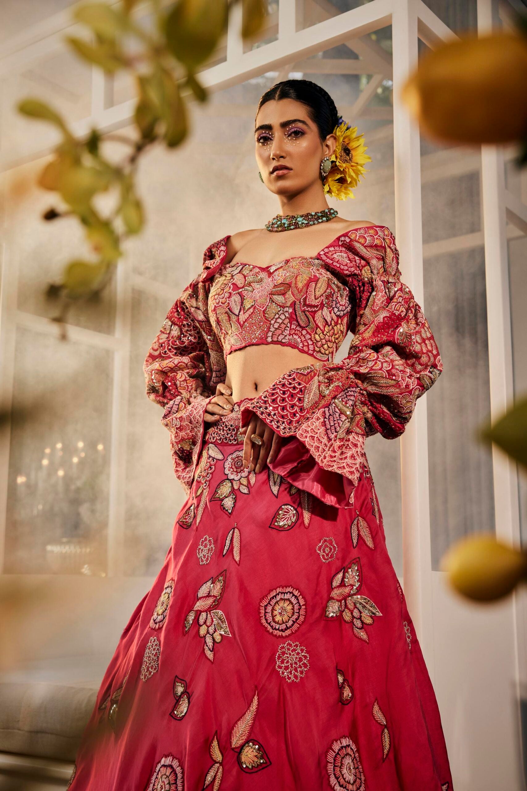Pink Heavy Blouse Lehenga Set image 2