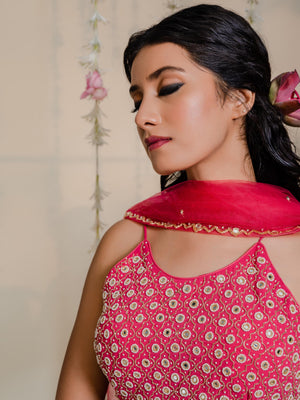 Fuchsia Pink Mirror Lehenga Set image 4