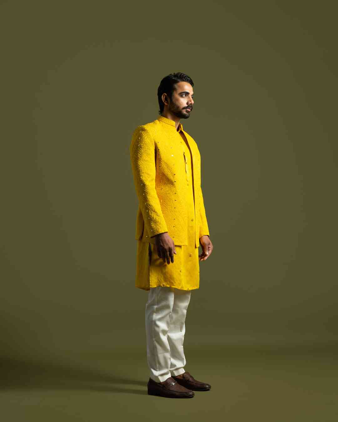 Yellow Achkan Set image 4