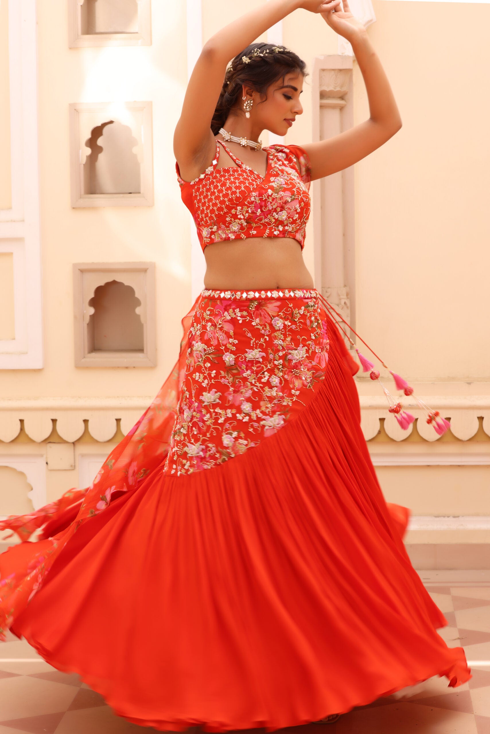 Georgette crepe lehenga image 13