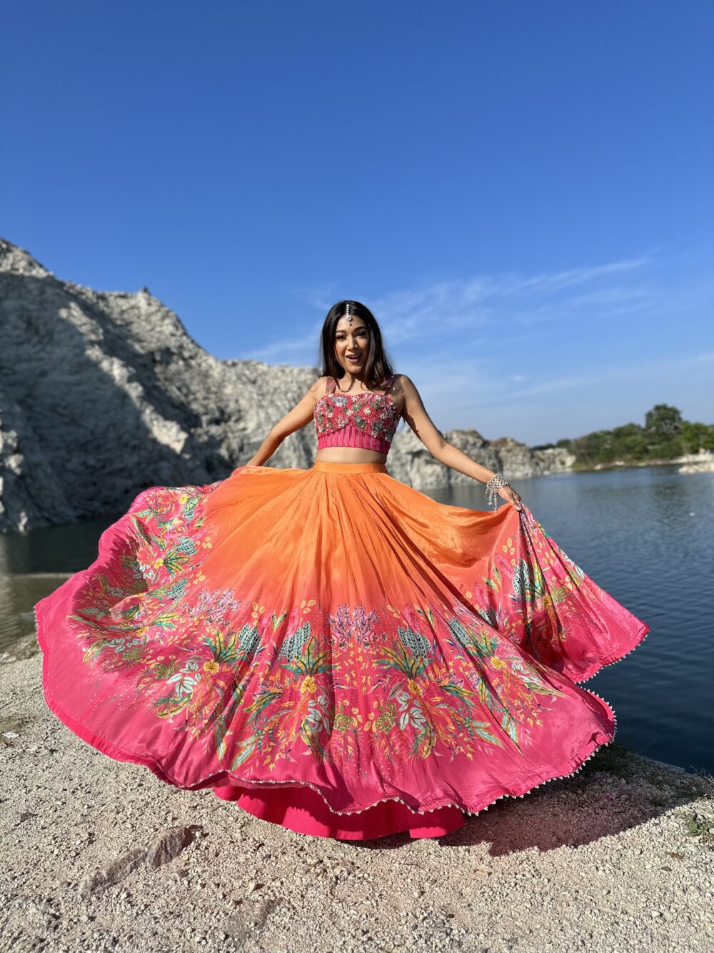 Ombre Orange Skirt with Corset - M image