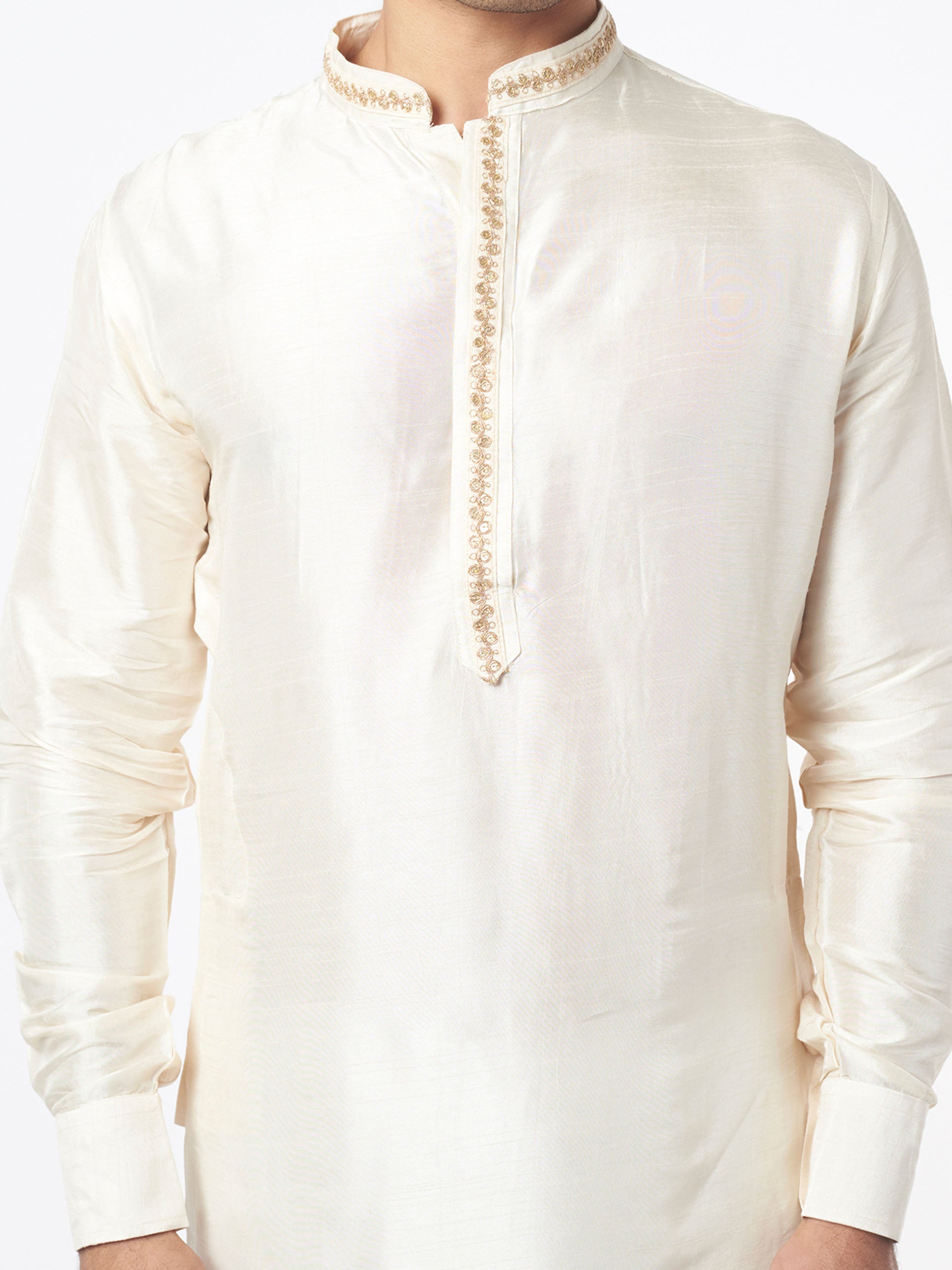 Cream Silk Kurta Set image 1