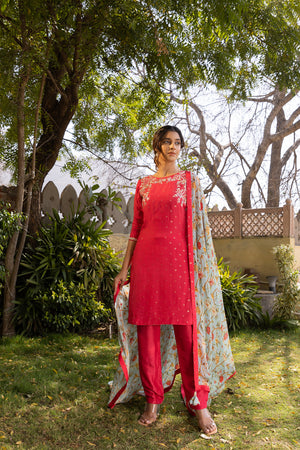 Coral Georgette  Kurta Set image 3