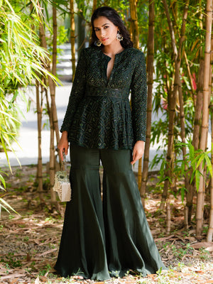 Dark Green Tarah Sharara Set image 0