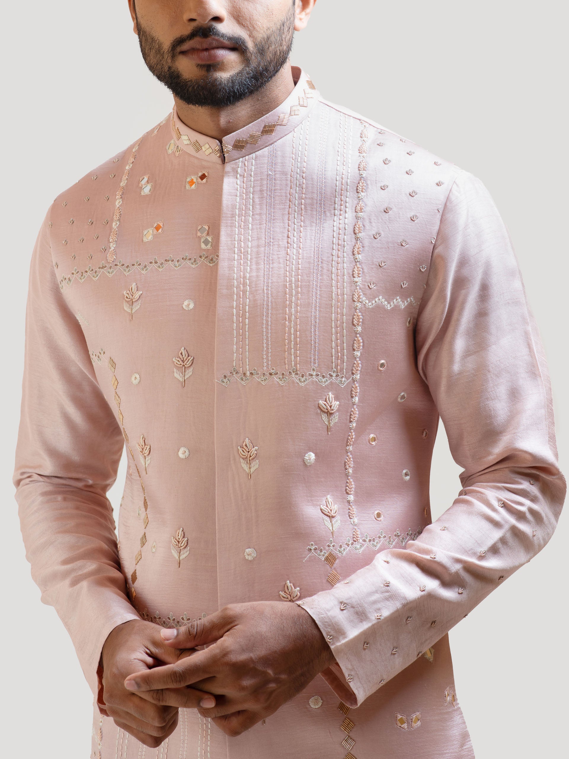 Onion Pink Mirror Nehru Jacket image 1