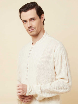White Sequins Kurta Set image 3