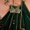Emerald Green Mirrorwork Lehenga Set image 0