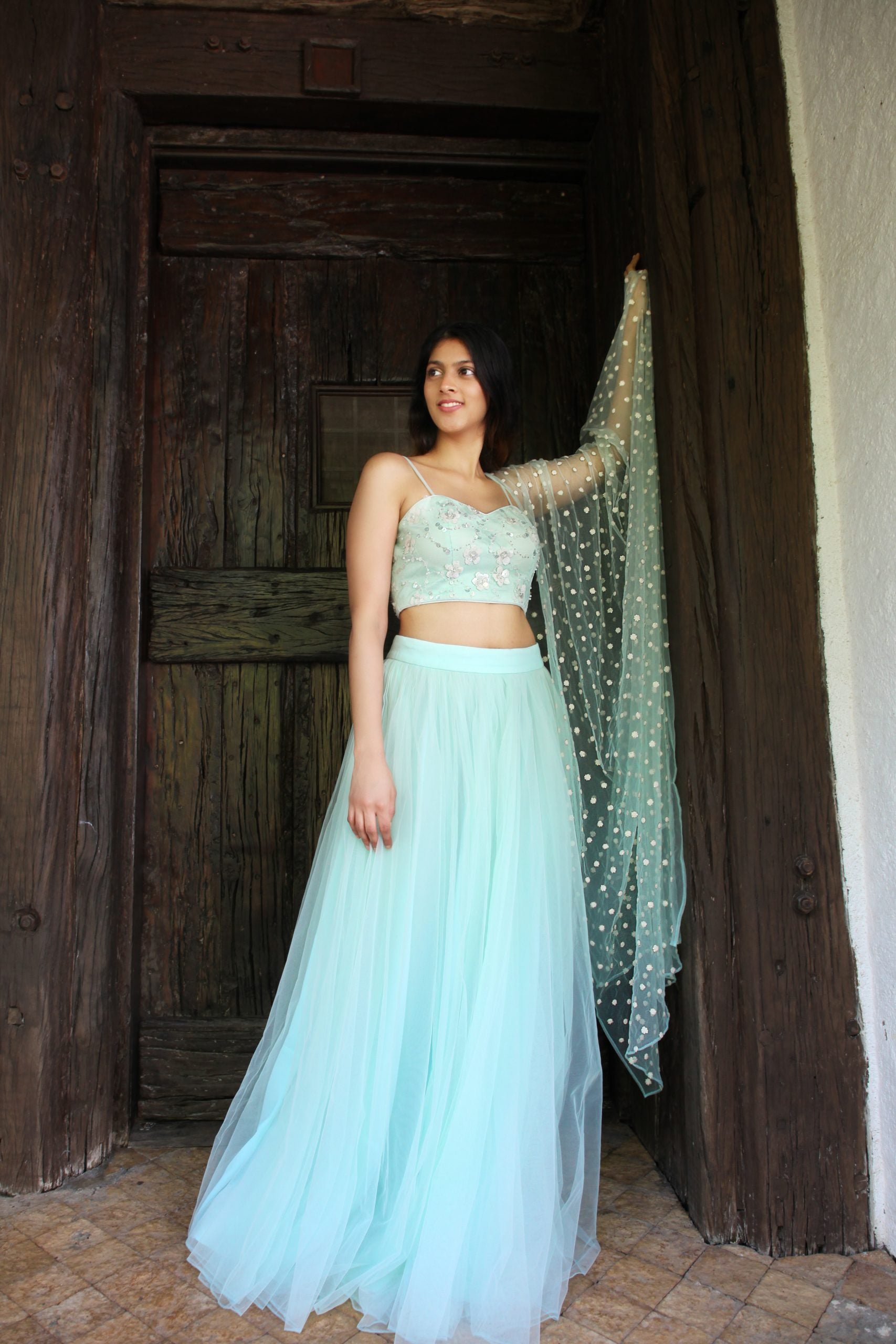 Mint Green Bustier with Tulle Skirt image 2