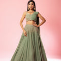 Sage Green Georgette Lehenga Set image 0