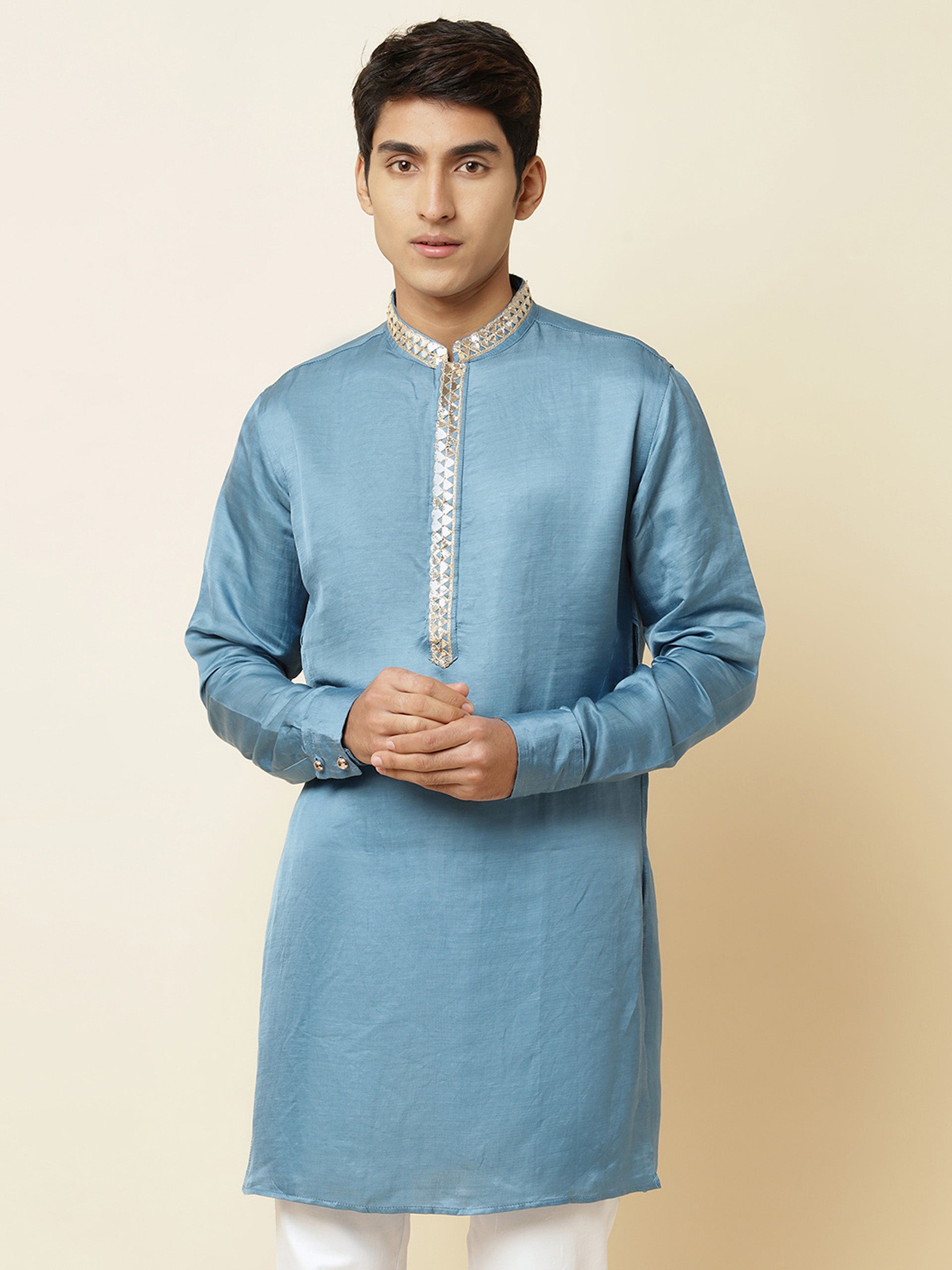 Blue Satin Kurta image 3