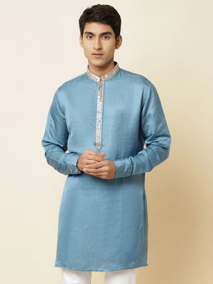 Blue Satin Kurta image 3