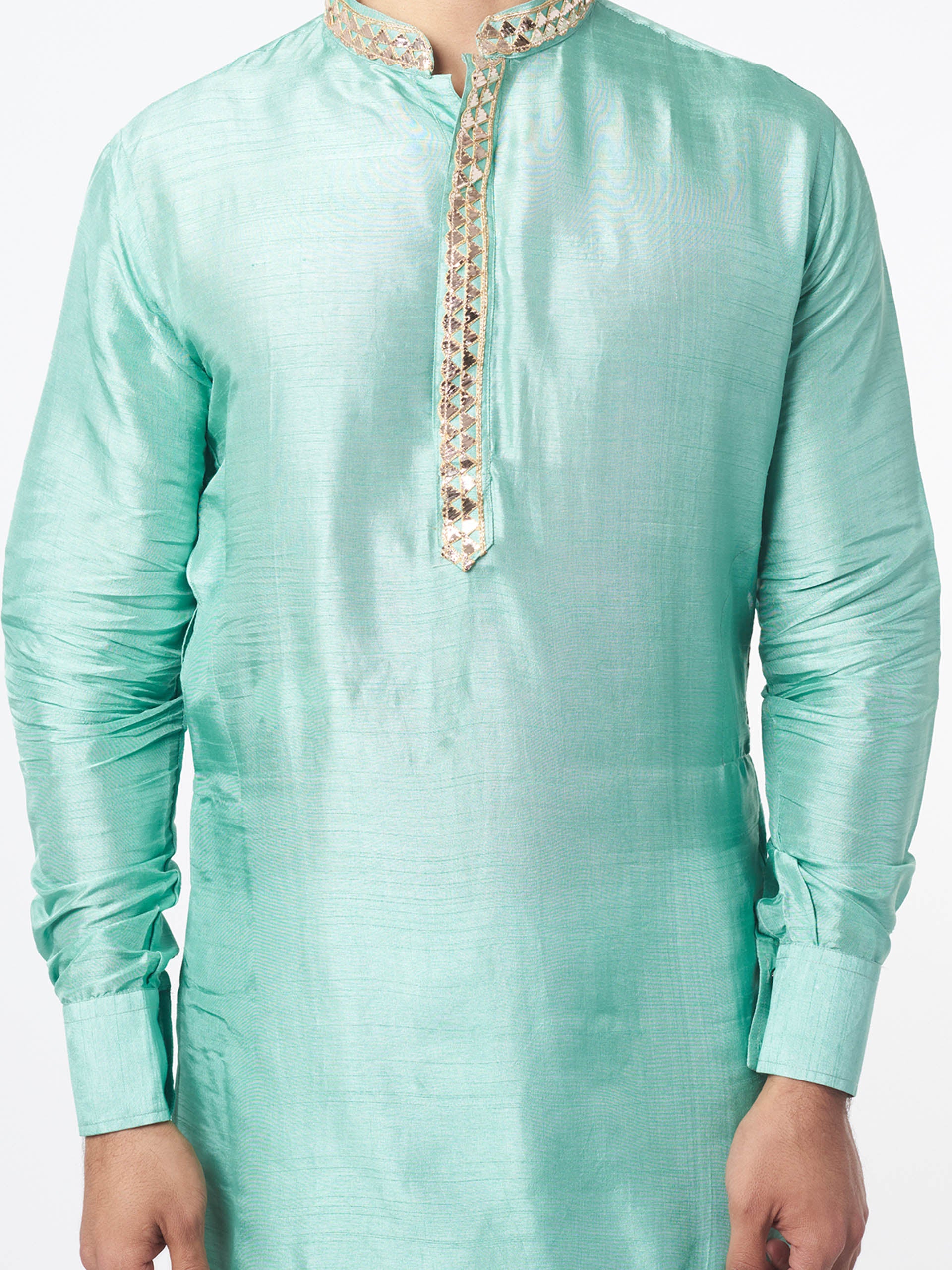 Sea Green Silk Kurta Set image 1