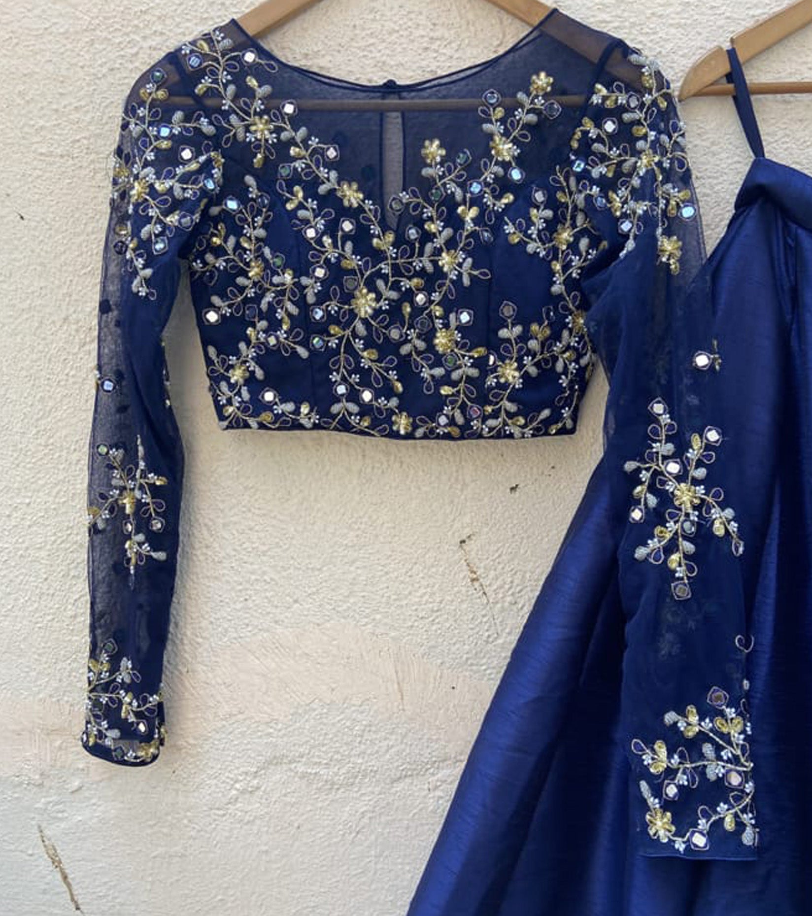 Midnight Blue Mirror Lehenga Set image 3