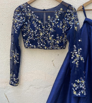 Midnight Blue Mirror Lehenga Set image 3