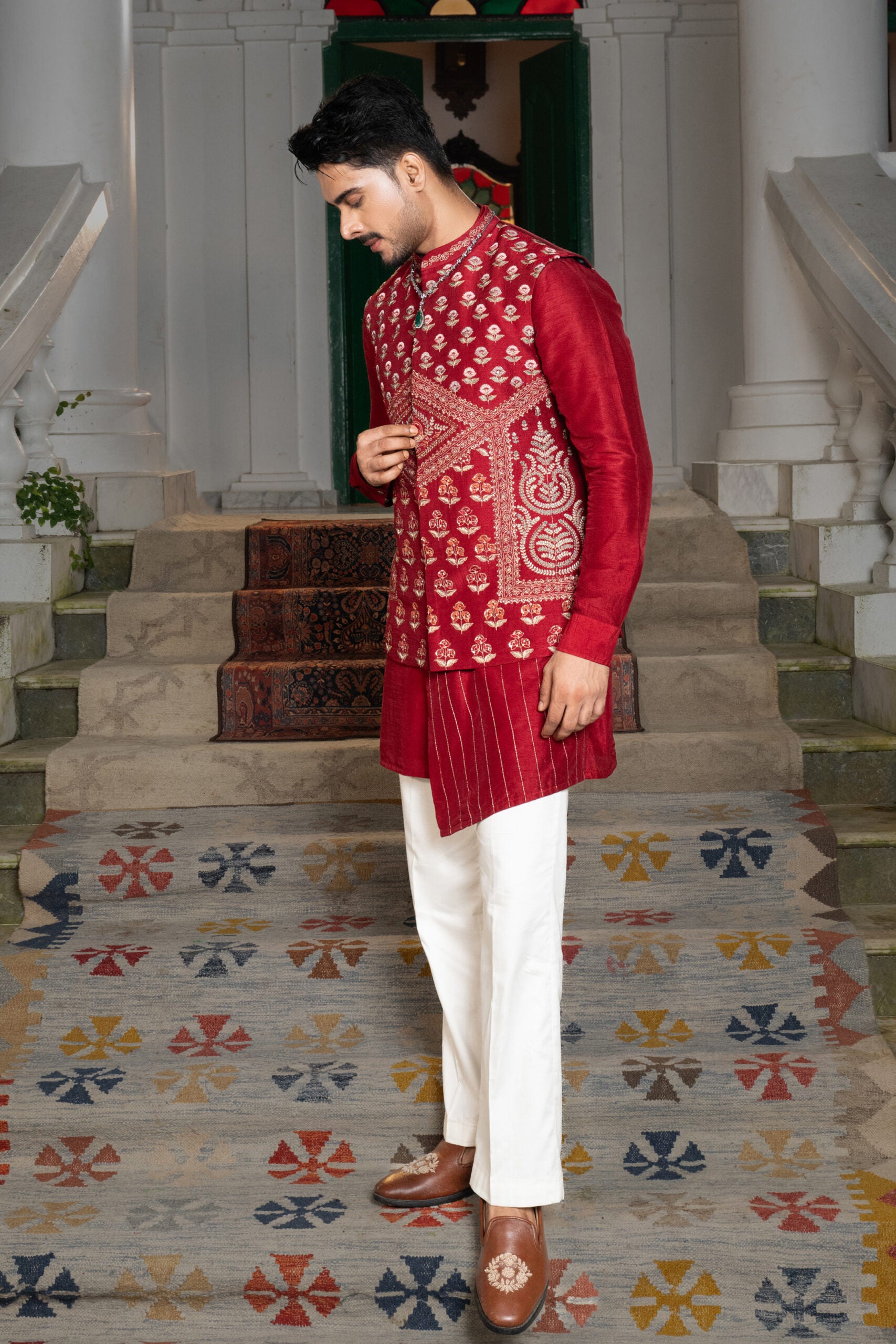 Royal Ruby Nehru Kurta Set image 2