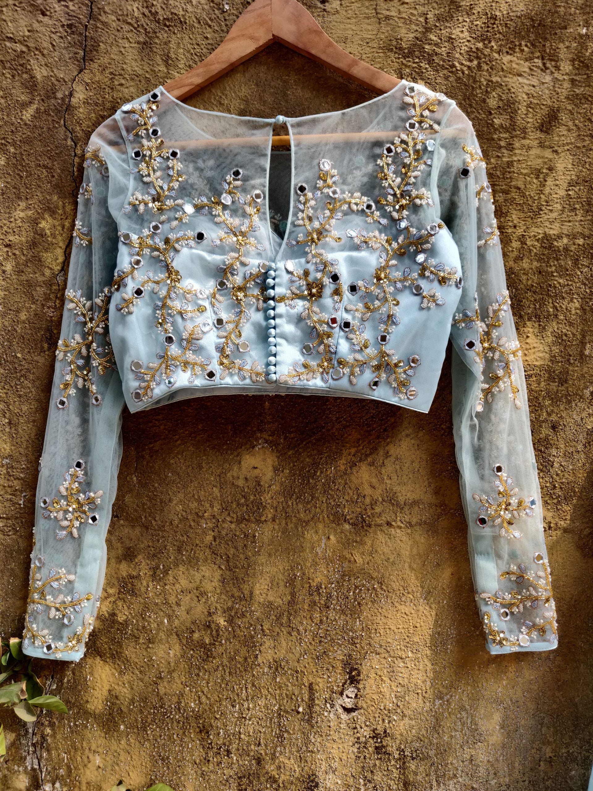 Aqua Blue Mirror Work Lehenga image 4