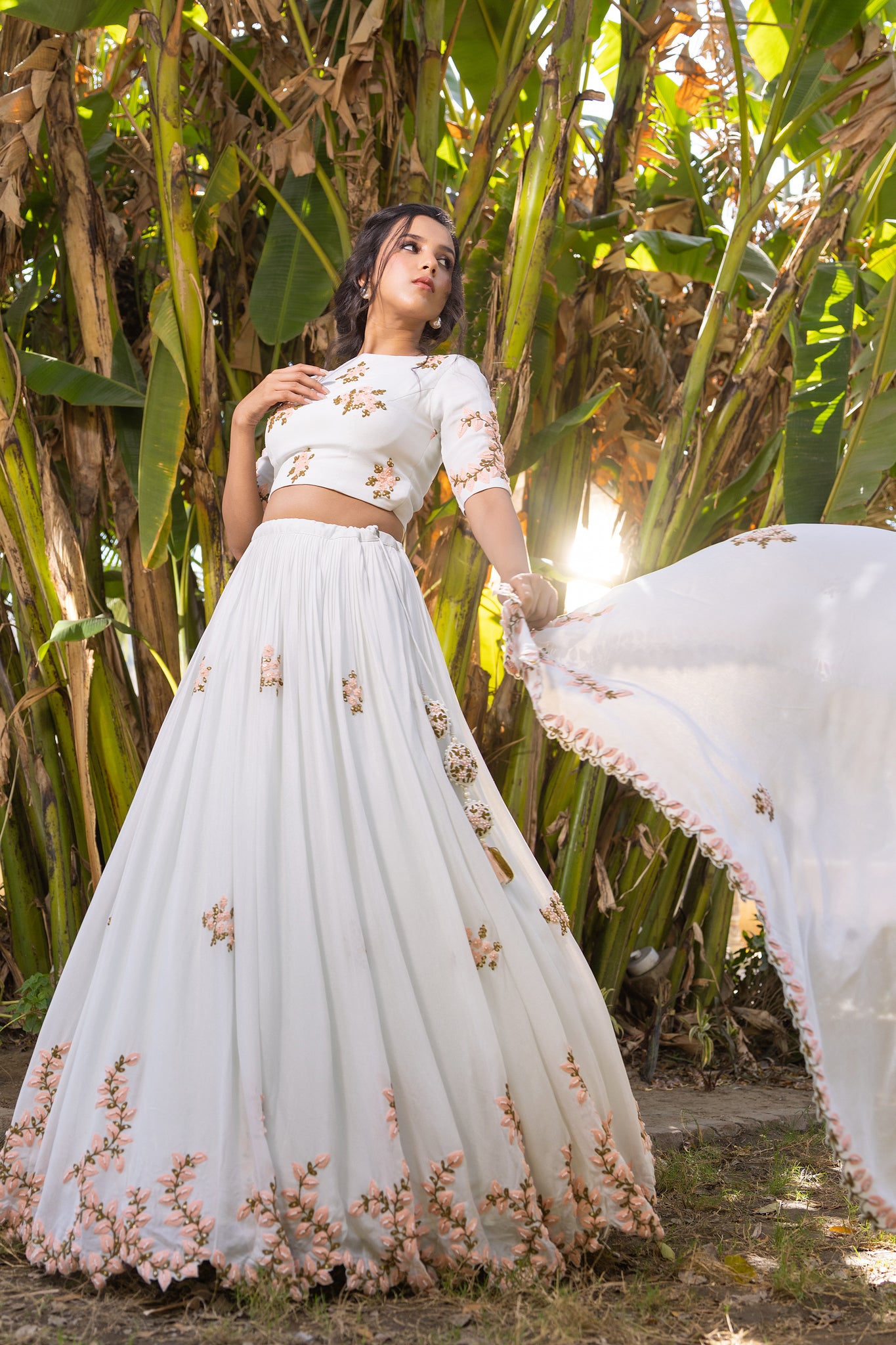 Light Blue Thread Embroidered Lehenga Set image 4