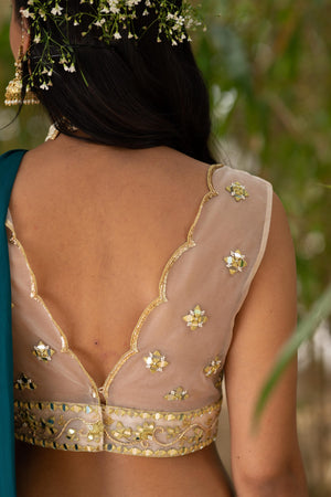 Teal Green Zuri Ruffle Saree image 4
