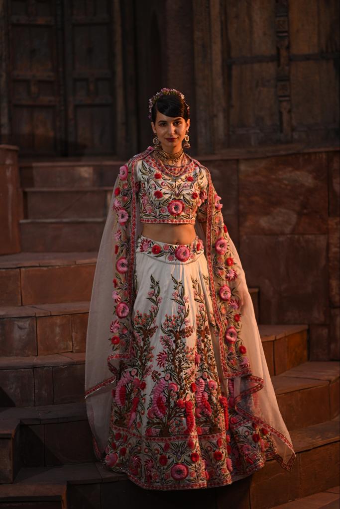 Mint Green Embroidered Heavy Lehenga Set image 1