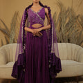 Purple Embroidered Anarkali Set image 0
