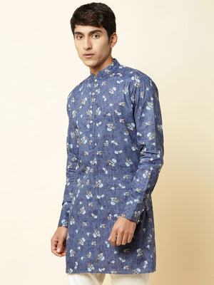 Blue Floral Print Kurta image 3