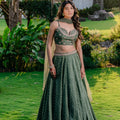 Forest Green Embroidered Lehenga Set image 0