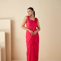 Pink Georgette Crepe Tassel Saree image 0