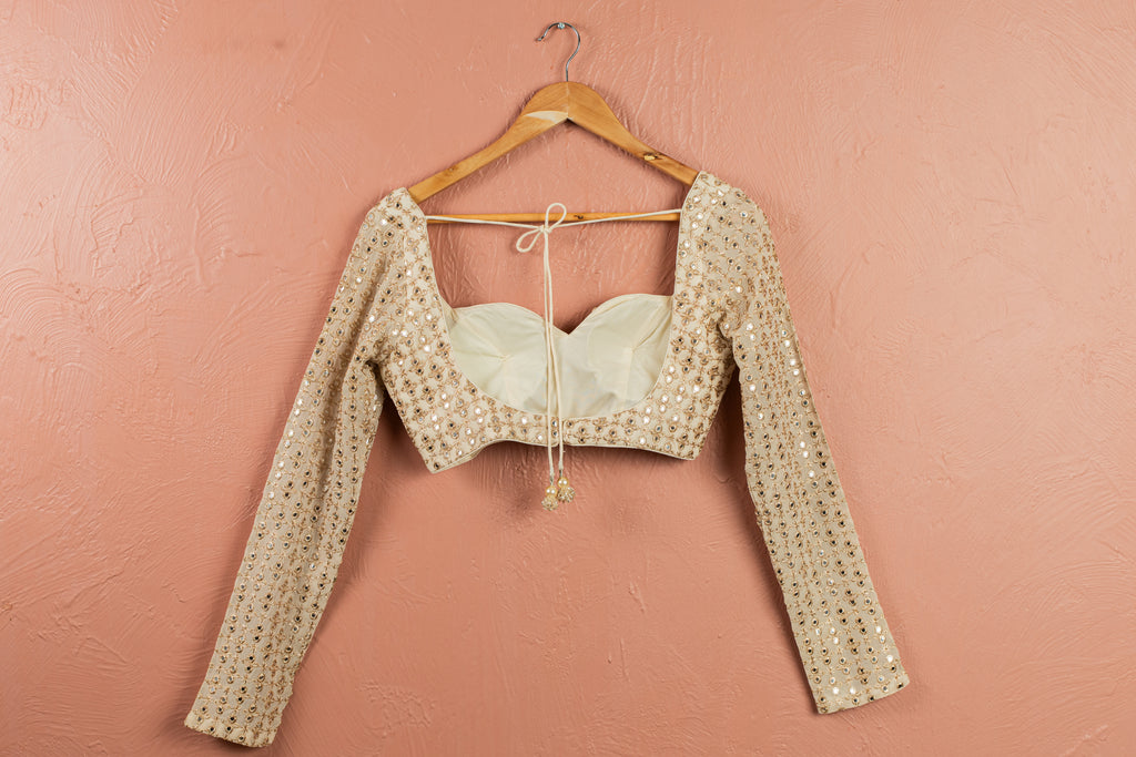 Ivory Sequin Starlight Lehenga Set image 3