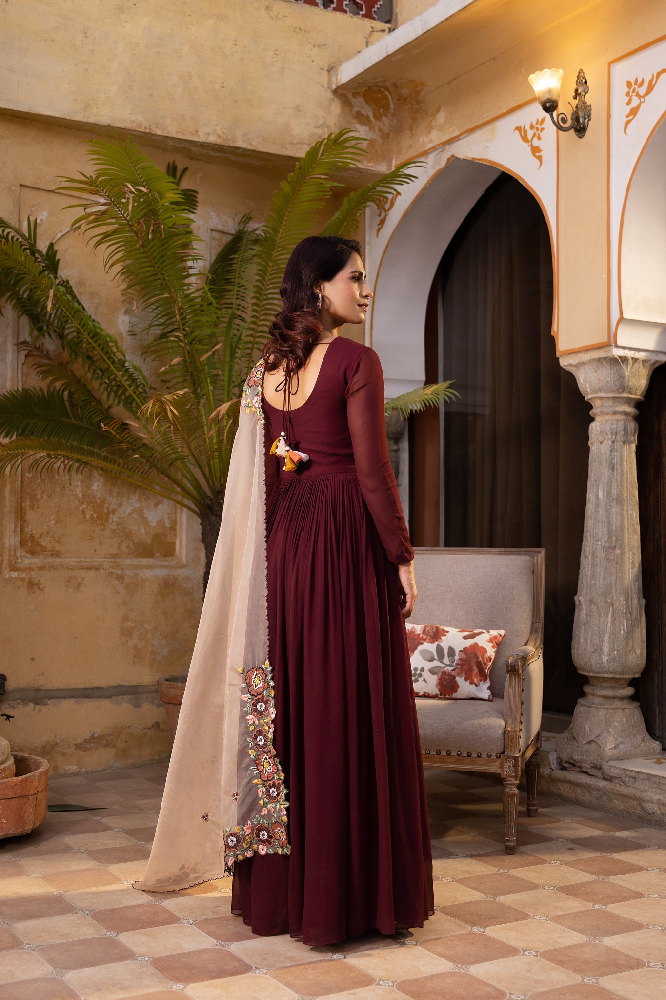 Light Peach Georgette Anarkali Set image 4