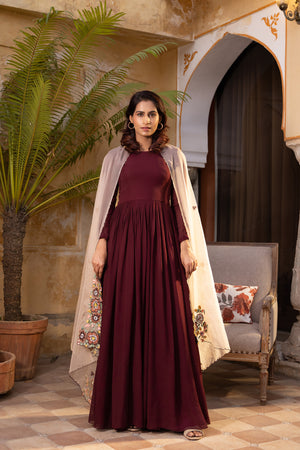Light Peach Georgette Anarkali Set - S image