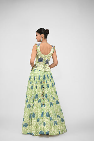 Peacock Highlighted Lehenga Paired With Highlighted Peacock  Corset image 2