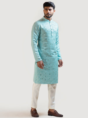 Baby Blue Embroidered Kurta Set - Custom image