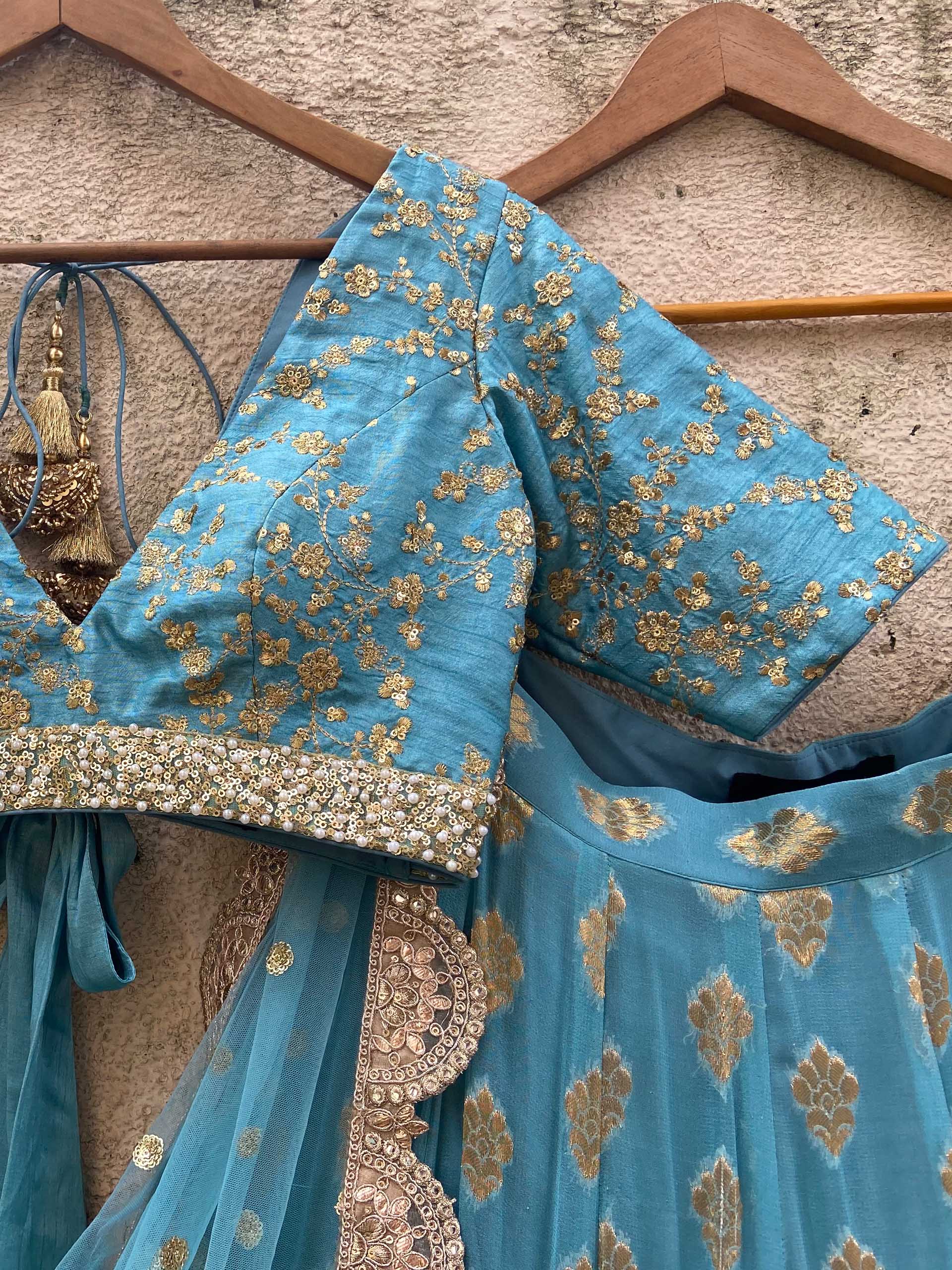 Turkish Blue Lehenga Set image 2