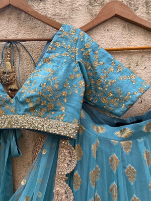 Turkish Blue Lehenga Set image 2