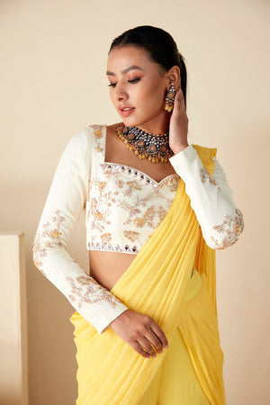 Sweetheart Neckline Sharara Saree Set image 4