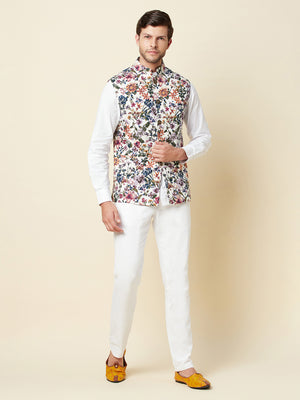 Floral Linen Bundi Jacket - Custom image