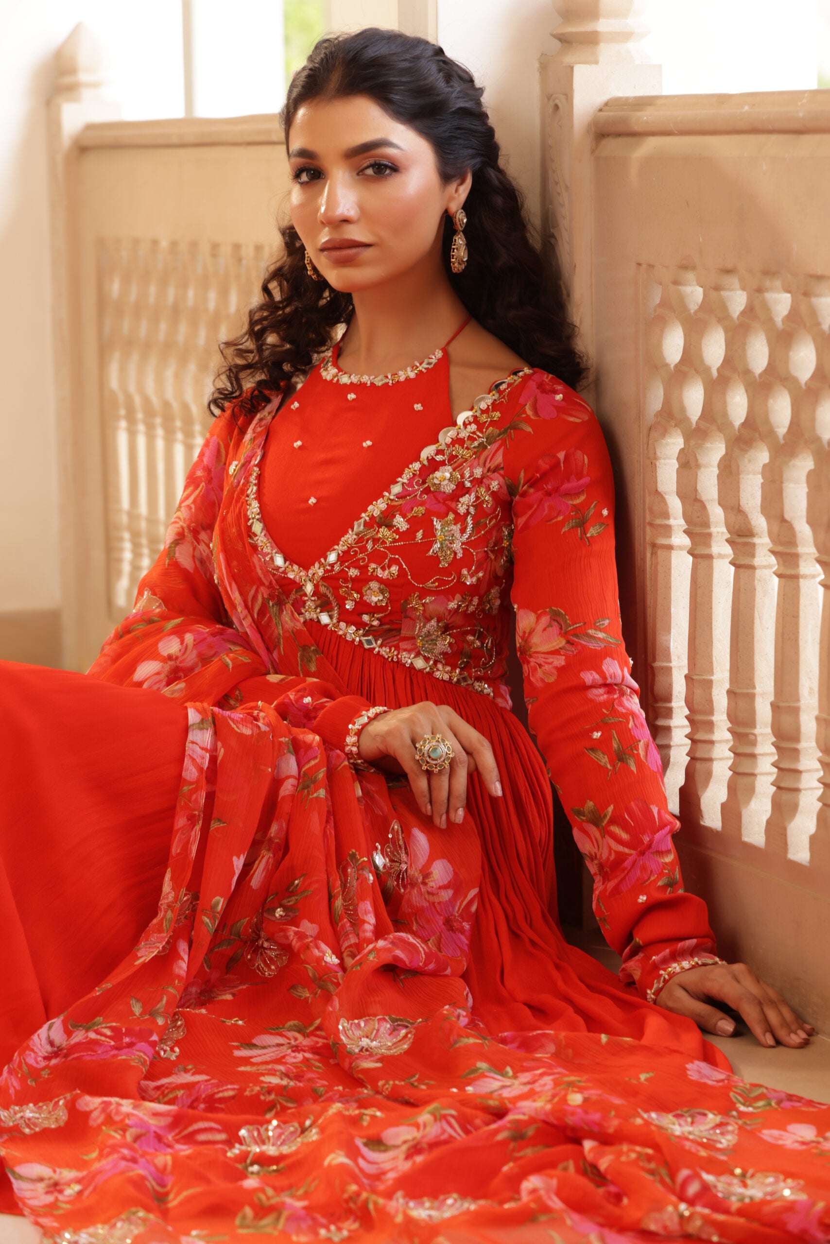 Georgette Crepe Double Neck Anarkali image 16