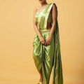 Bright Mint Green Modal Satin Dhoti Saree image 0