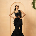 Black Crystal Embellished Fishtail Lehenga image 0