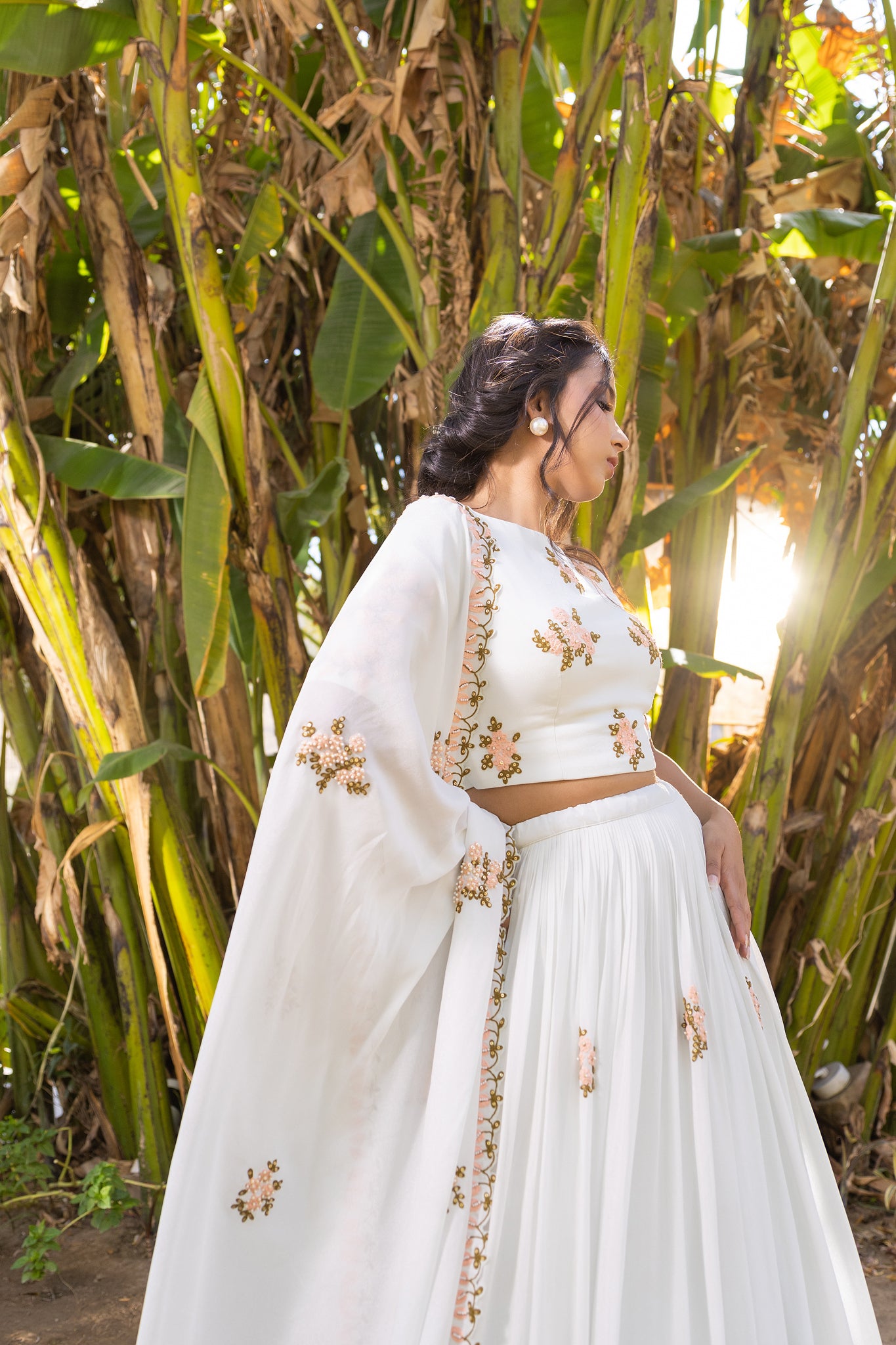 Light Blue Thread Embroidered Lehenga Set image 2